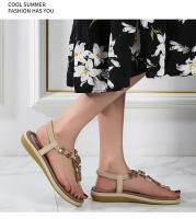 Verano2025 Sandalias bohemias de mujer con cuentas de madera, zapatos planos casuales de talla grande - details 7