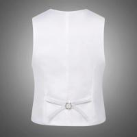 Chaleco Formal sin mangas con bolsillos, traje masculino de un solo pecho, chaleco informal para fiesta, Bar, vestido de banquete, chaleco de traje de Color sólido - details 7