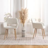 Juego de 2 Sillas de Comedor Vintage Retro Tapizadas en Gamuza con Reposabrazos y Patas Metálicas para Cocina/Salón - details 19