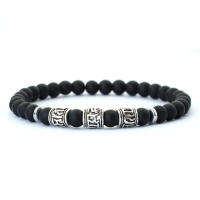 Noter Mantra pulsera Para Hombre 6mm howlita Lava ojos de tigre cuentas Braslet vikingo accesorios Pulseras Para Hombre pulsera del Tíbet - details 4