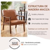 Salón Tapizado en Tela Sillón Individual con Respaldo Acolchado y Reposabrazos de Madera Maciza Sofá Individual Ergonómico Soporte 136 kg Gris - details 12