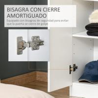 Armario alto de 2 puertas, mueble auxiliar de almacenamiento multifuncional con 5 estantes y estantes ajustables, moderno para salón, dormitorio, cocina, 59x31x155 cm, blanco. - details 6
