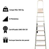 Escalera de Tijera Plegable, Marca Española. Escalera de Aluminio, 5 peldaños, con Gancho de Pared, Multiusos, Antideslizante, Ligera y Resistente, Escalera Doméstica, Fácil Transporte - details 22
