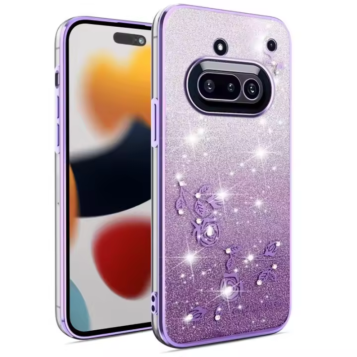 Funda móvil antisísmica con purpurina de flores para teléfono Nothing (3a) - 1