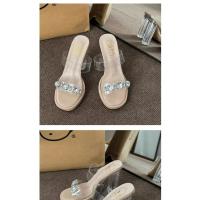 Tacones altos desgaste exterior de las mujeres 2025 verano nuevo francés tacón grueso diamantes de imitación sandalias de cristal transparente zapatillas de mujer zapatos de mujer - details 35