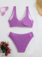 Bikini de cintura alta para mujer, traje de baño deportivo unicolor, traje de baño Sexy a rayas, ropa de baño para mujer, ropa de playa 2025 - details 46