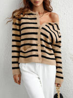 Cárdigan de punto a rayas para mujer, chaqueta Vintage con bolsillos, color rosa, otoño e invierno, 2023 - details 27