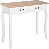 Mesa de Consola Retro Diseñada Mesa Auxiliar con 2 Cajones para Sala de Estar Dormitorio Blanco - details 0