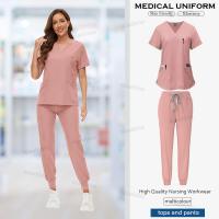 Exfoliantes médicos, accesorios de enfermería Dental, conjunto de Top de manga corta + pantalones, bata quirúrgica, uniforme de Spa transpirable para mujer - details 7