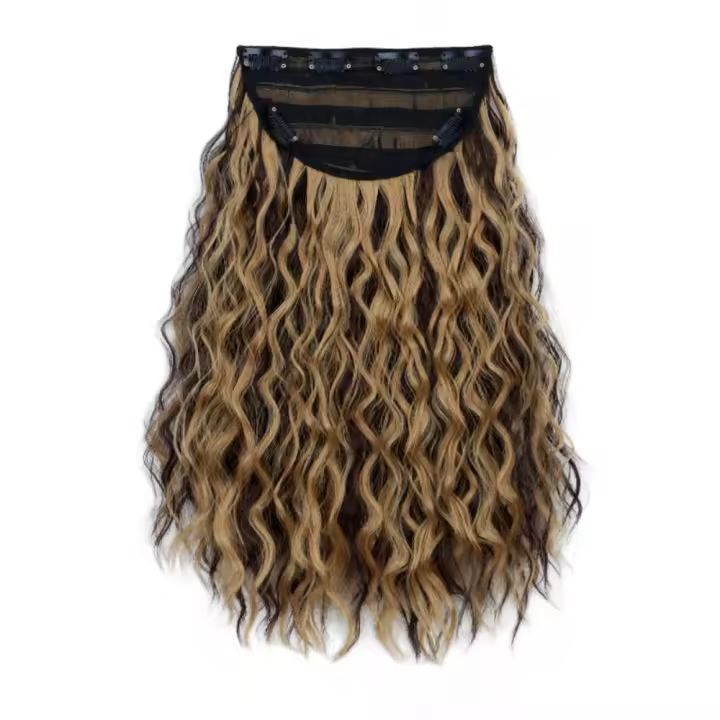 Extensiones de cabello con Clip de 18 pulgadas, permanente de maíz, pelo ondulado corto y rizado, peinado sin costuras, postizos gruesos invisibles - 1