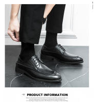 Vestido de negocios para hombres, zapatos de cuero versátiles de moda con cordones casuales bajos negros - details 6