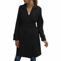 Abrigo de Trench de Moda Casual para Mujer con Cinturón Desmontable y Bolsillos Diseño de Cierre de Doble Botonadura Material Exterior de Poliéster Abrigo de Tren de Largo Medio para Otoño/Invierno - details 19