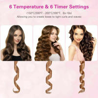 Set de Rizos sin Cable Automático Rotativo Hierro de Rizos Ajustable de Temperatura con Pantalla LED Herramienta de Estilismo de Belleza - details 1