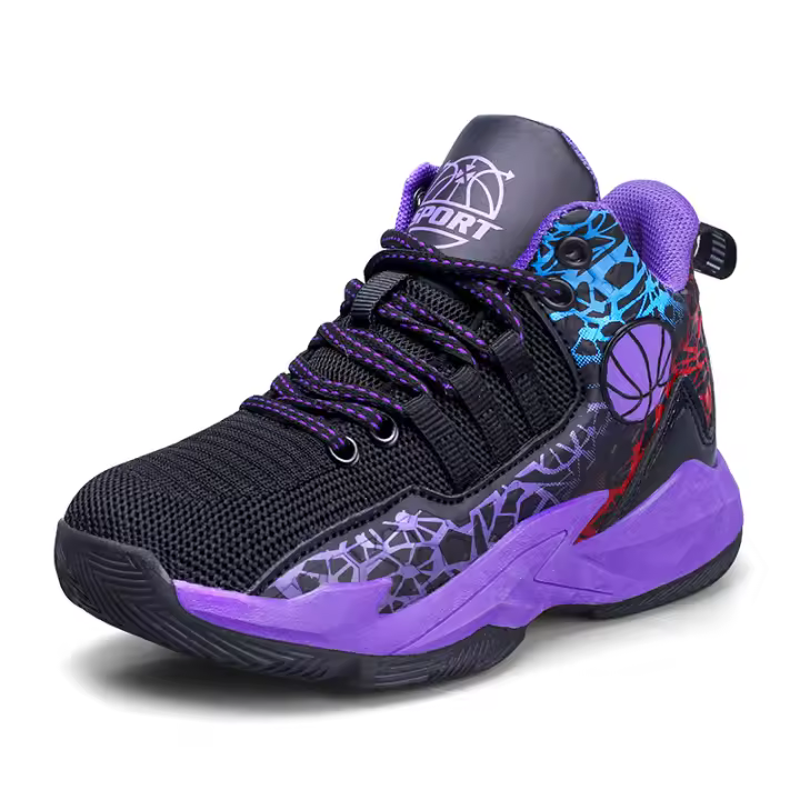 Zapatillas deportivas transpirables de baloncesto para niños, cuero antideslizante de primavera y verano, suela de caucho natural - 1