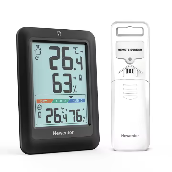 Estación meteorológica para interiores y exteriores, termómetro Digital inalámbrico de 4 pulgadas, higrómetro con Sensor remoto - 1