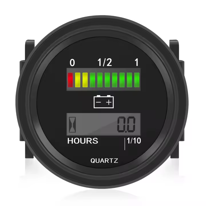 Indicador de carga de estado de batería digital LED de 12 V/24 V/36 V/48 V/72 V con indicador de horas negro - 1