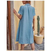Vestido vaquero de manga corta de verano para mujer, vestidos de moda - details 2