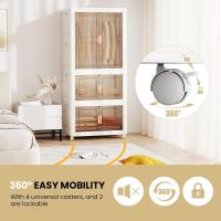 Armario de Dormitorio Plegable 421 L, Caja de Almacenamiento con 4 Ruedas, Contenedor de Plástico con 10 Perchas, Organizador Portátil con Cierres Magnéticos, 71 x 46 x 156 cm - details 4