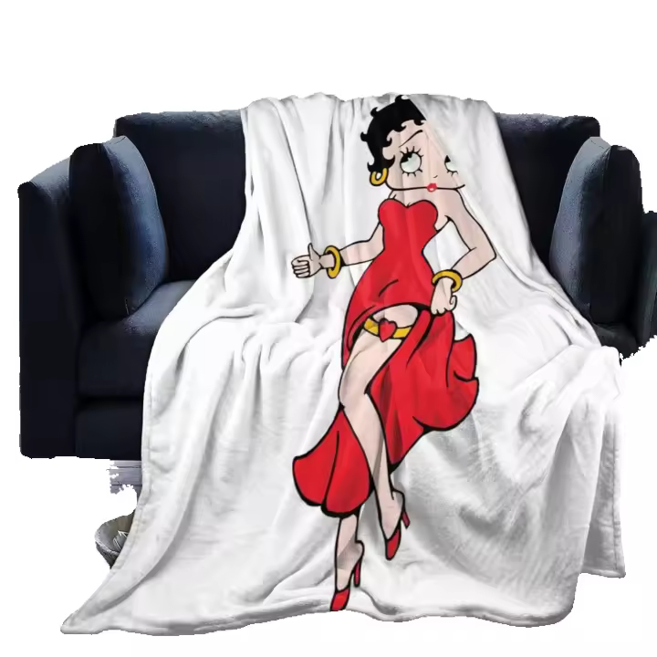 Manta Vintage Betty Boop Súper Suave y Esponjosa para Sofá Cama Multitasuras para Adultos Niños Adolescentes Accesorios de Habitación Well-matched Cuidado de la Manta: Lavable a Máquina o a Mano Recomendado para Hogar Viaje Camping - 1