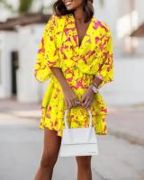BUNO-Vestido holgado con cuello en V y manga murciélago para mujer, minivestido informal con volantes y corte en A, ropa de playa para vacaciones 2024 - details 6