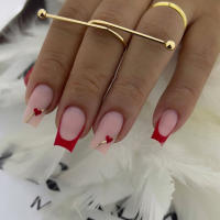 ARTAUG 24PCS Uñas Postizas De Presión Cuadradas Medianas Y Brillo Negro Con Polvo Uñas De Color Caramelo Para Verano Adornos Para Uñas - details 20