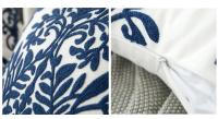Funda de almohada bordada de algodón azul, cojín de decoración del hogar, bordado geométrico, hilo de ganchillo, sofá, cojín trasero - details 9