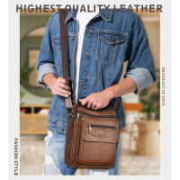 HUMERPAUL Bolso de hombro de cuero genuino para hombre, gran capacidad, multifuncional para viajes cortos, estilo informal - details 1