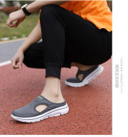 Zapatillas de tacón bajo con cabeza de pan para hombre y mujer, zapatos de suela gruesa, superficie de malla, Media Tuo grande, verano, 2023, 4748 - details 1