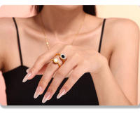 Las Mujeres de Cristal circonio anillo de Maple inoxidable de moda personalizado Nombre Fecha de Oro Joyería de Boda Parejas - details 4