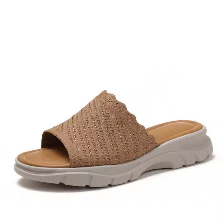 Sandalia pantuflas tejidas de silicona ultraligeras y húmedas para uso externo, nuevo estilo antideslizante con cómodo tacón inclinado, - 1
