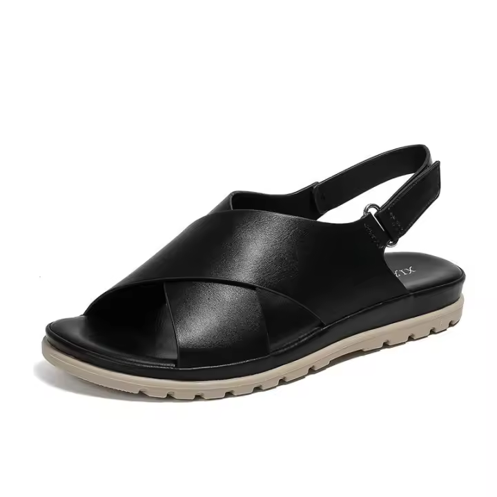 Sandalia 2025 Verano Nuevo estilo Cruz invertida con cómoda sensación de pie Sandalias planas para mujer - 1