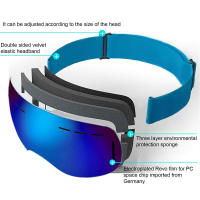 Gafas de esquí antivaho de doble capa para hombres y mujeres, máscara de esquí grande, gafas de nieve, accesorios de Snowboard, UV400, 1pc - details 1