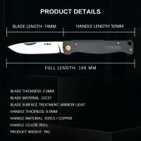 Cuchillo plegable de bolsillo PT711/PT721, acero 12C27, EDC, supervivencia, forro para acampar al aire libre, equipado con tijeras, herramienta multifunción 2024 - details 2