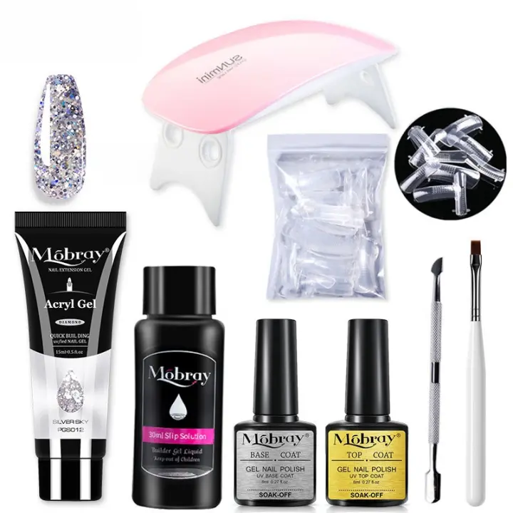 Set de Gel para Uñas de 4 Partes Kit de Arte de Uñas Acrílicas con Lámpara Mini - 1
