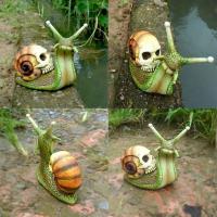 Escultura de Calavera de Caracol Decoración Gótica Estatua de Caracol para Jardín Figura de Halloween Adorno de Escritorio Artesanía de Resina DIY - details 12