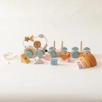 Juguetes Montessori de madera, bloques de animales, estrellas, Luna, tren envolvente, juguete de apilamiento de coordinación - details 10