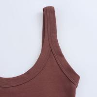 Vestido de una pieza casual ajustado de color sólido con cuello halter para mujer, verano 2025 - details 11