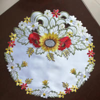 Caminador de mesa hueco de flores bordadas de primavera - details 1