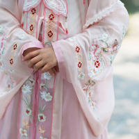 Conjunto rosa Hanfu para niña, horquilla de gama alta con hombro de nube bordado chino de estilo antiguo súper inmortal de la dinastía Ming para niña - details 8