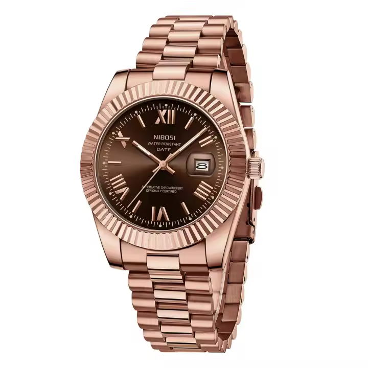 Reloj de pulsera NIBOSI clásico de lujo de primera calidad, Reloj de pulsera resistente al agua con fecha y función, Reloj de cuarzo Miyota para Hombre - 1
