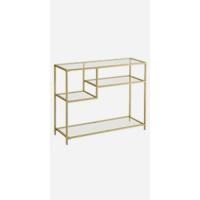 Tavolo Consolle Ingresso, Scaffale a 3 Ripiani in Vetro Temperato, 30 x 100 x 73 cm, Struttura Metallo, Moderno, Corridoio Soggiorno Camera da Letto, Oro Metallico e Trasparente LGT27G - details 8