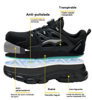Zapatos de Seguridad para Hombre Punta de Acero, Resistente a Golpes, Ligero y Indestructible - details 1