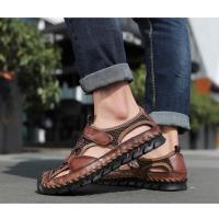 Sandalias de cuero para hombre, zapatos informales antideslizantes, cómodos, transpirables, para playa, talla grande 38-48 - details 24
