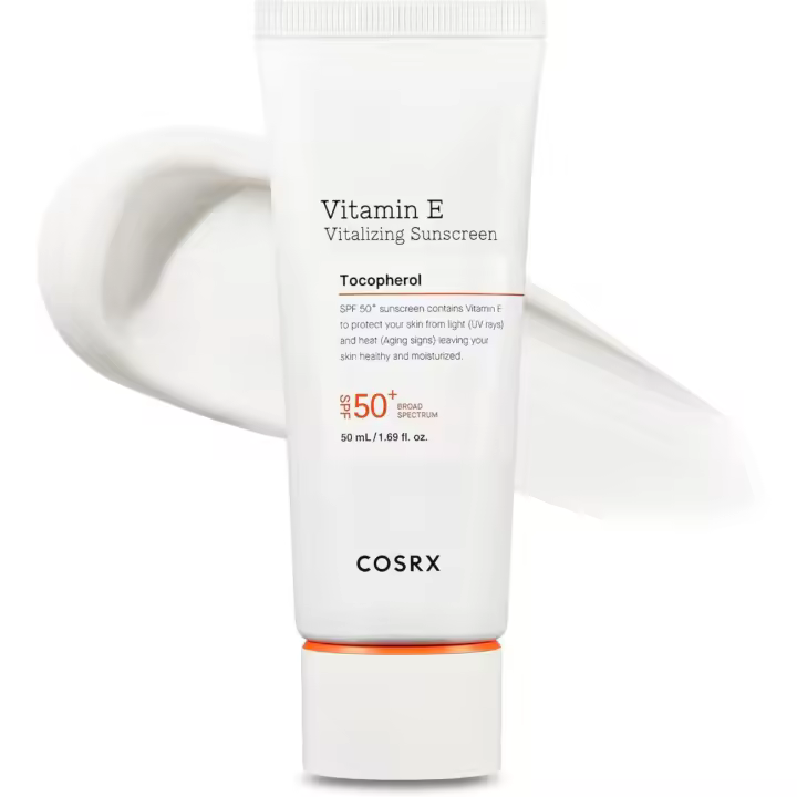 COSRX Vitamina E Vitalizante 50, 1.69 fl oz, Hidratante SPF, Ligero bajo maquillaje, Esenciales de viaje para el verano, Cuidado de la piel, - 1