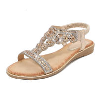 Sandalia Primavera 2025 Nuevas sandalias de mujer grandes con diamantes de agua planos y cabeza redonda - details 3