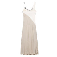 TRAFZA-vestido Midi elegante de fiesta de verano para mujer, sin mangas, asimétrico, con cuello oscilante, línea brillante, vestido ajustado decorativo - details 2