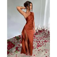 Vestido Largo de Satén con Hombro para Mujer Vestido Sexy de Verano sin Mangas con Espalda Descubierta y Apertura Alta Vestidos de Fiesta Nocturna Elegantes Vestido de Cóctel - details 10