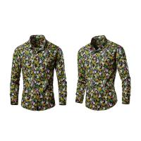 Camisa floral de entretenimiento de moda casual para hombre Camisa de algodón de manga larga - details 4