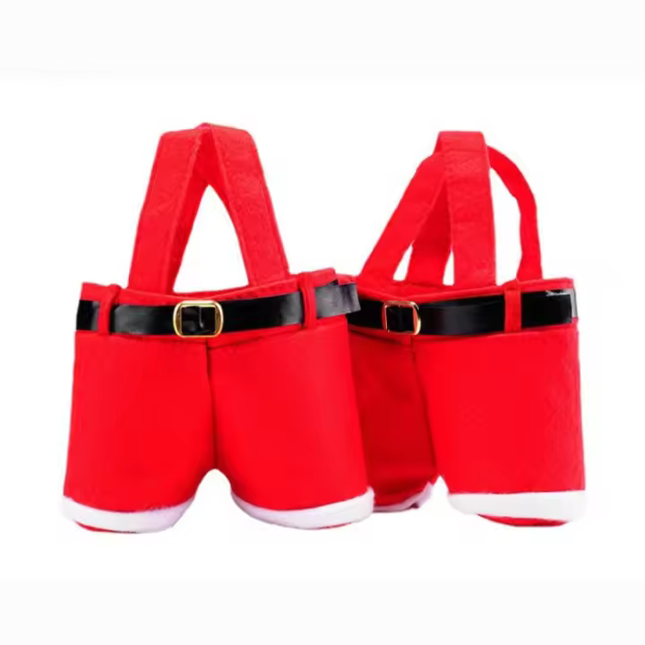 Pantalones de Santa Claus Porta Dulces de Navidad Bolsas de Regalo de Vino - 1