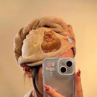 Gorro de Ducha de Terciopelo de Coral Secado Rápido Diseño de Dibujos Animados de Capybara - details 6